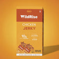 BBQ chicken jerky, smoky high-protein snack for muscle gain, pre workout, and healthy everyday fuel.