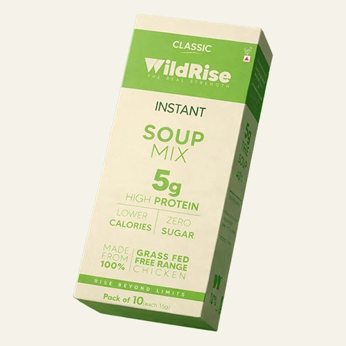 Instant chicken soup mix like Knorr, a hot and sour protein drink and healthy high-protein soup option.