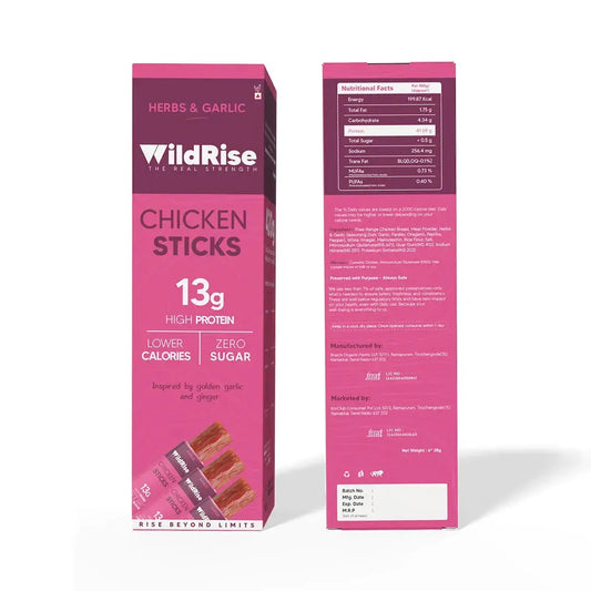Garlic chicken meat sticks, high-protein, no sugar snack bars for adults, perfect for weight loss.